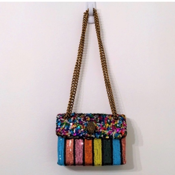 NWOT Kurt Geiger Rainbow Sequin Chain Shoulder Bag – Statement Piece - Picture 9 of 16
